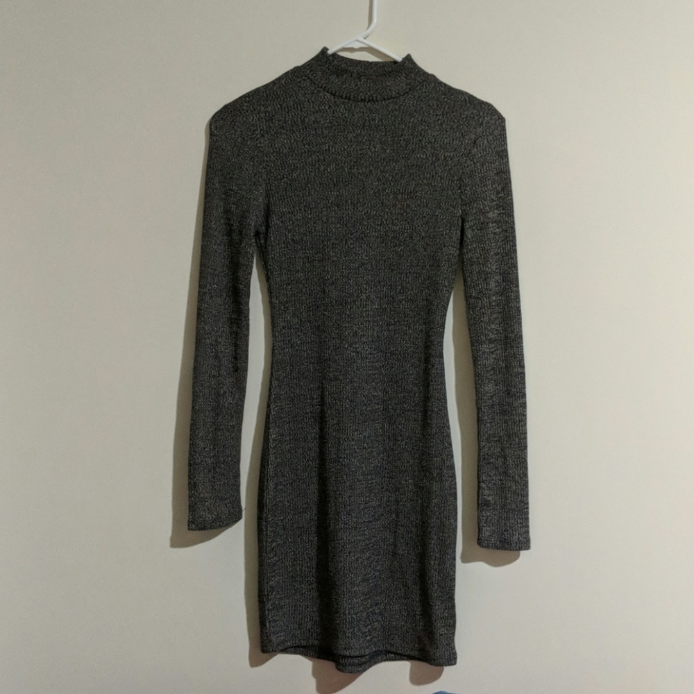 Gray ribbed mini dress